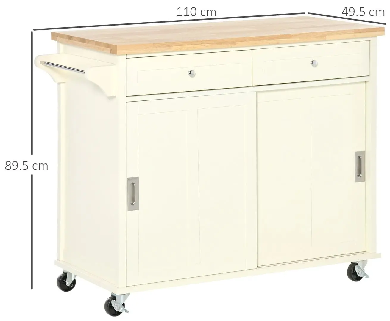 Dulap-carucior Homcom 801-171 110x49x89 cm (White/Oak)