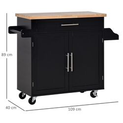 Dulap-carucior Homcom 801-178BK 109x40x89 cm (Black/Oak) Thumb