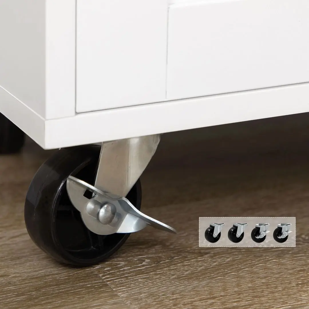 Dulap-carucior Homcom 801-178WT 109x40x89 cm (White/Oak)