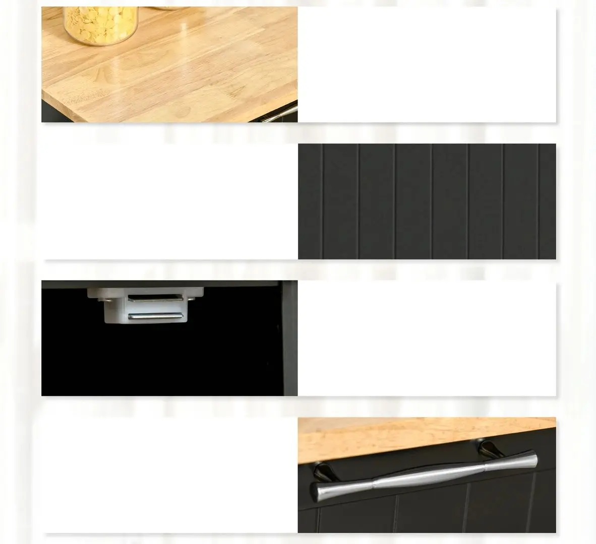 Dulap-carucior Homcom 801-203V00BK 104x46x91 cm (Black/Oak)