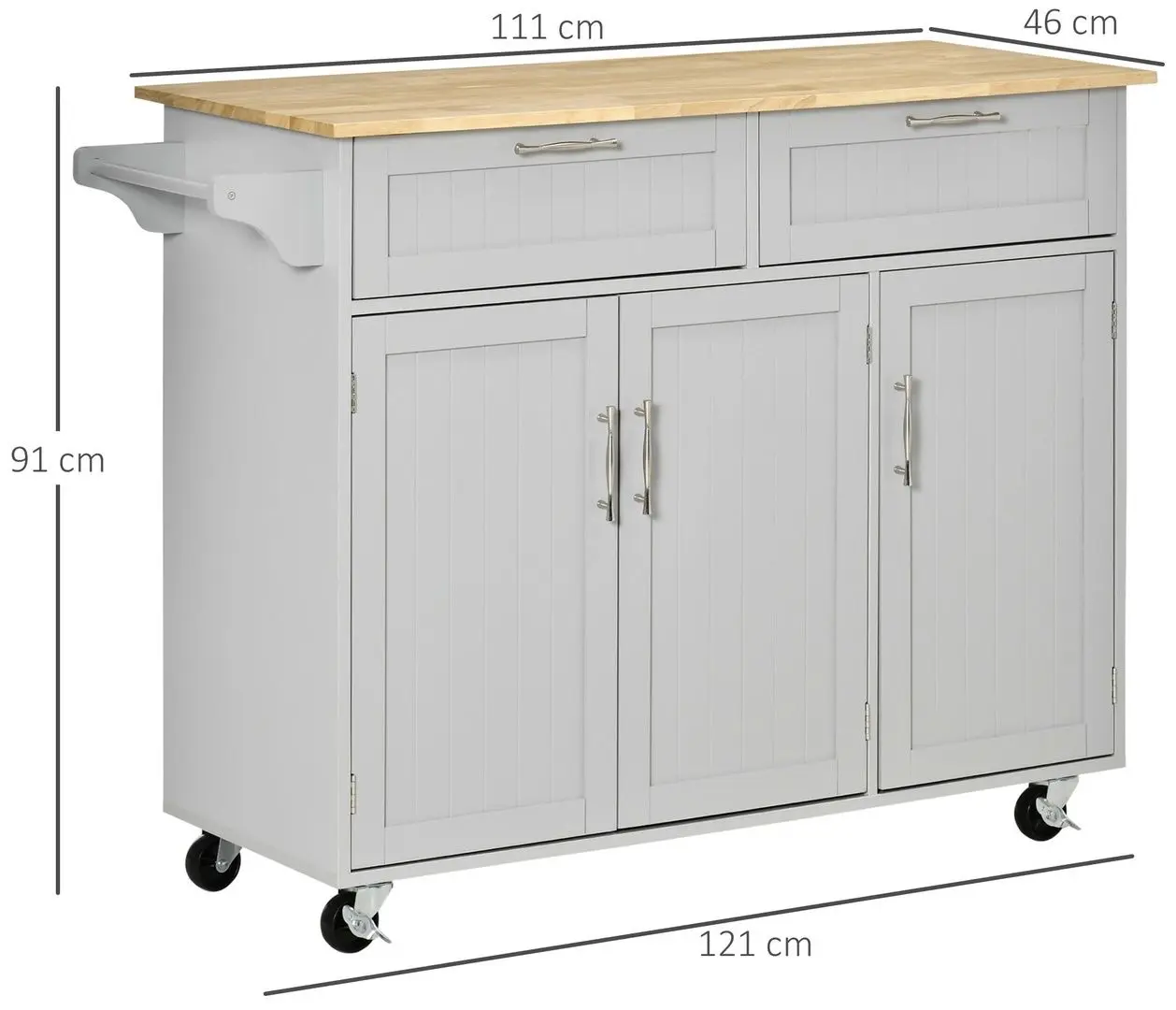 Dulap-carucior Homcom 801-204GY 121x46x91 cm (Grey/Oak)