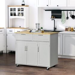 Шкафчик-тележка Homcom 801-204GY 121x46x91 cm (Grey/Oak)