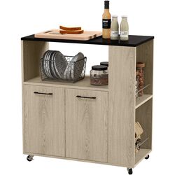 Шкафчик-тележка Homcom 801-337V00AK 75x40x80 cm (Oak/Black) Thumb