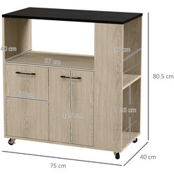 Шкафчик-тележка Homcom 801-337V00AK 75x40x80 cm (Oak/Black) Thumb