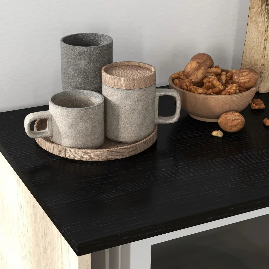 Шкафчик-тележка Homcom 801-337V00AK 75x40x80 cm (Oak/Black)