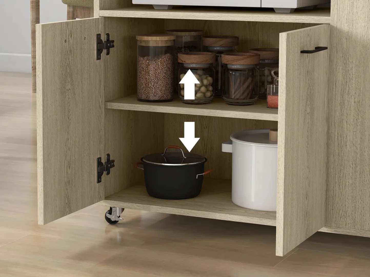 Шкафчик-тележка Homcom 801-337V00AK 75x40x80 cm (Oak/Black)