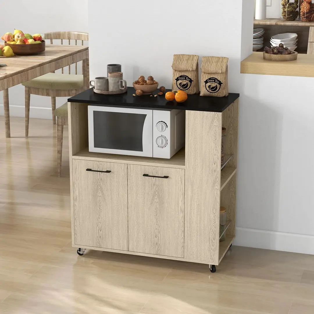 Шкафчик-тележка Homcom 801-337V00AK 75x40x80 cm (Oak/Black)