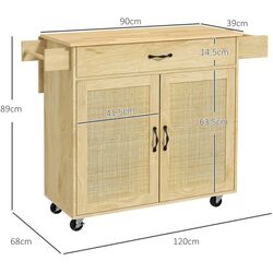 Шкафчик-тележка Homcom 801-356V80AK 120x68x89 cm (Natural Wood) Thumb