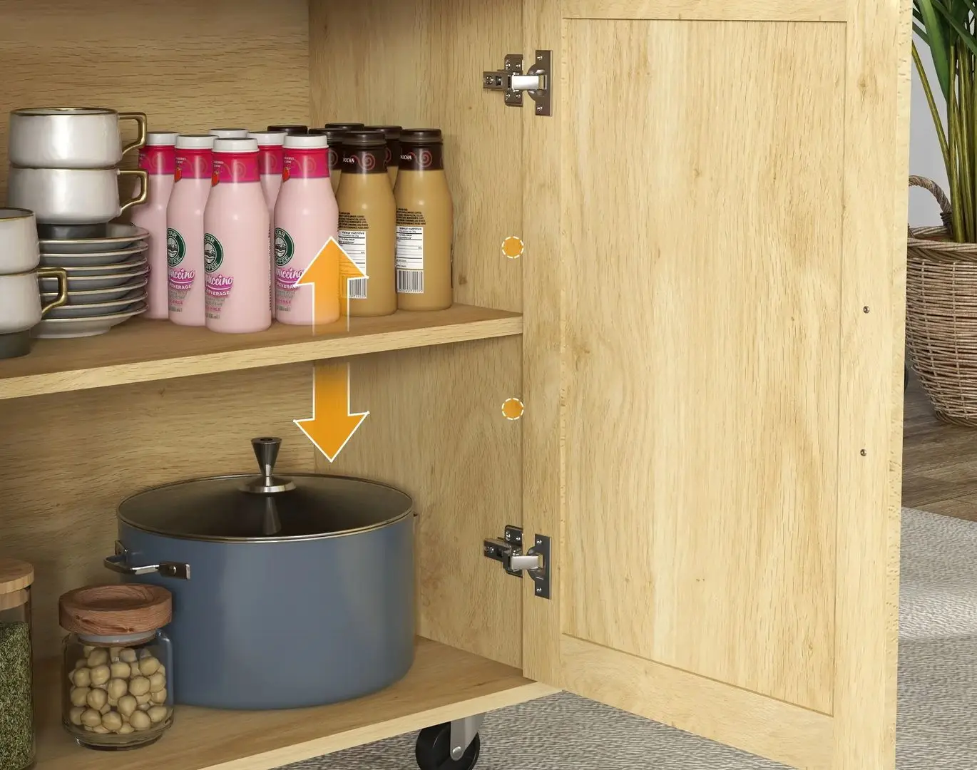 Шкафчик-тележка Homcom 801-356V80AK 120x68x89 cm (Natural Wood) - 6