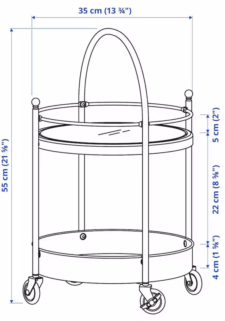 Carucior de servire Ikea Frosjon 55x35 (Negru)