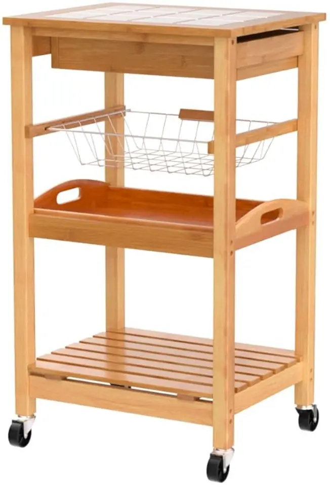 Carucior de servire Kesper 25776 (Bamboo)