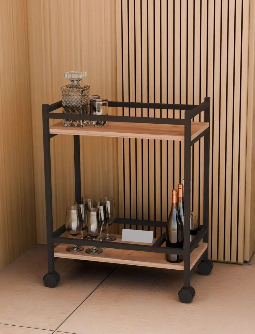 Masa de servit Prestige 60x34x76 sectie pentru sticle (Pine/Black)