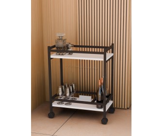 Masa de servit Prestige 60x34x76 sectie pentru sticle (White/Black)