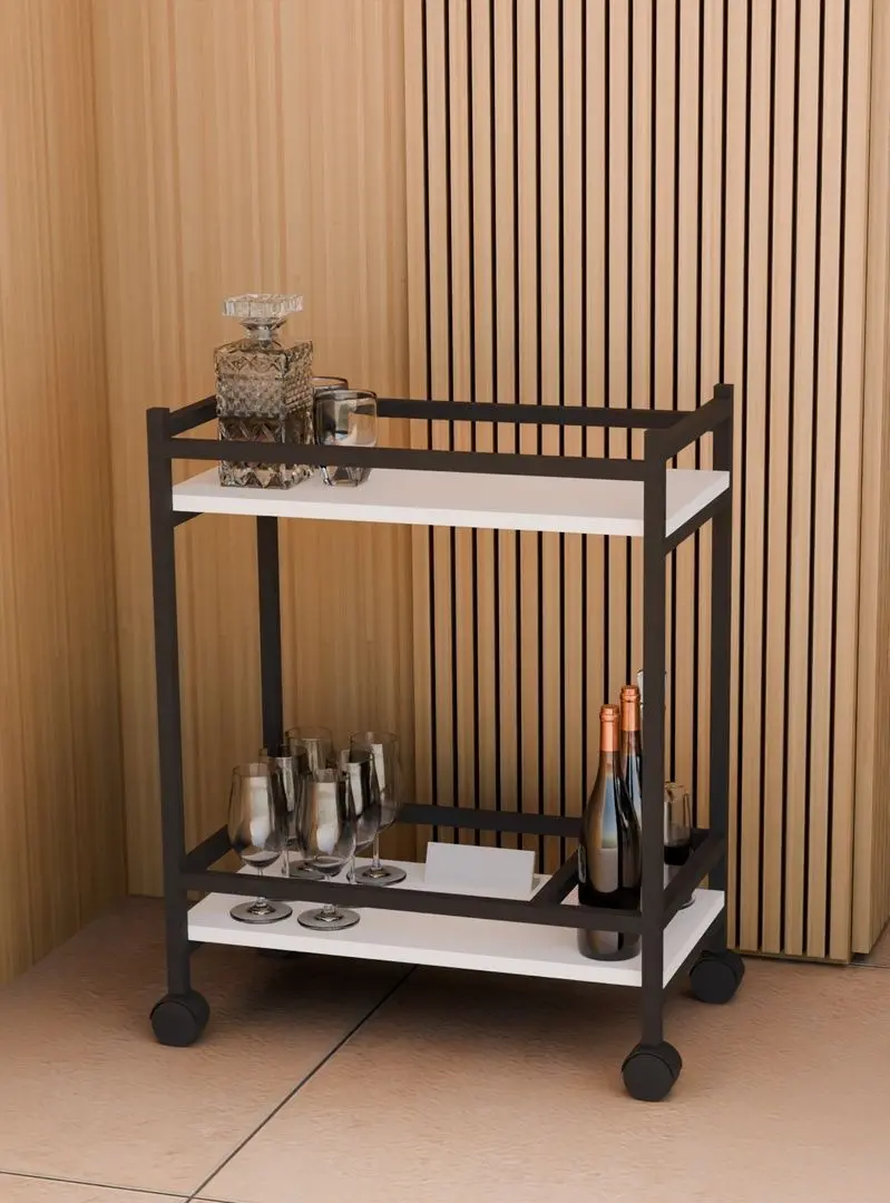 Masa de servit Prestige 60x34x76 sectie pentru sticle (White/Black)