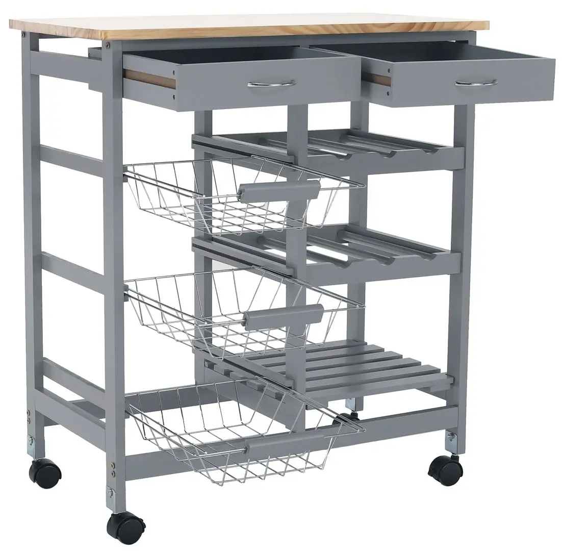 Carucior de servire Tempo Kondela Barabe (Gray/Natural)