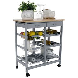 Carucior de servire Tempo Kondela Barabe (Gray/Natural) Thumb