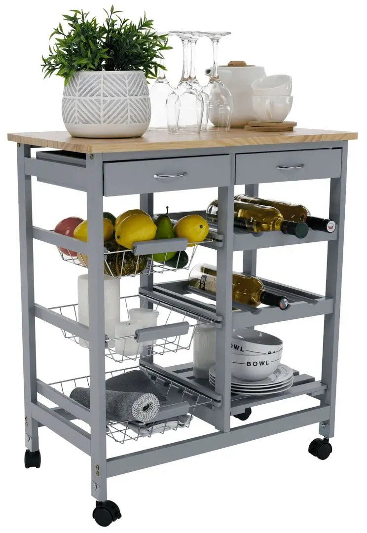 Carucior de servire Tempo Kondela Barabe (Gray/Natural)