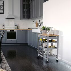 Carucior de servire Tempo Kondela Barabe (Gray/Natural) Thumb