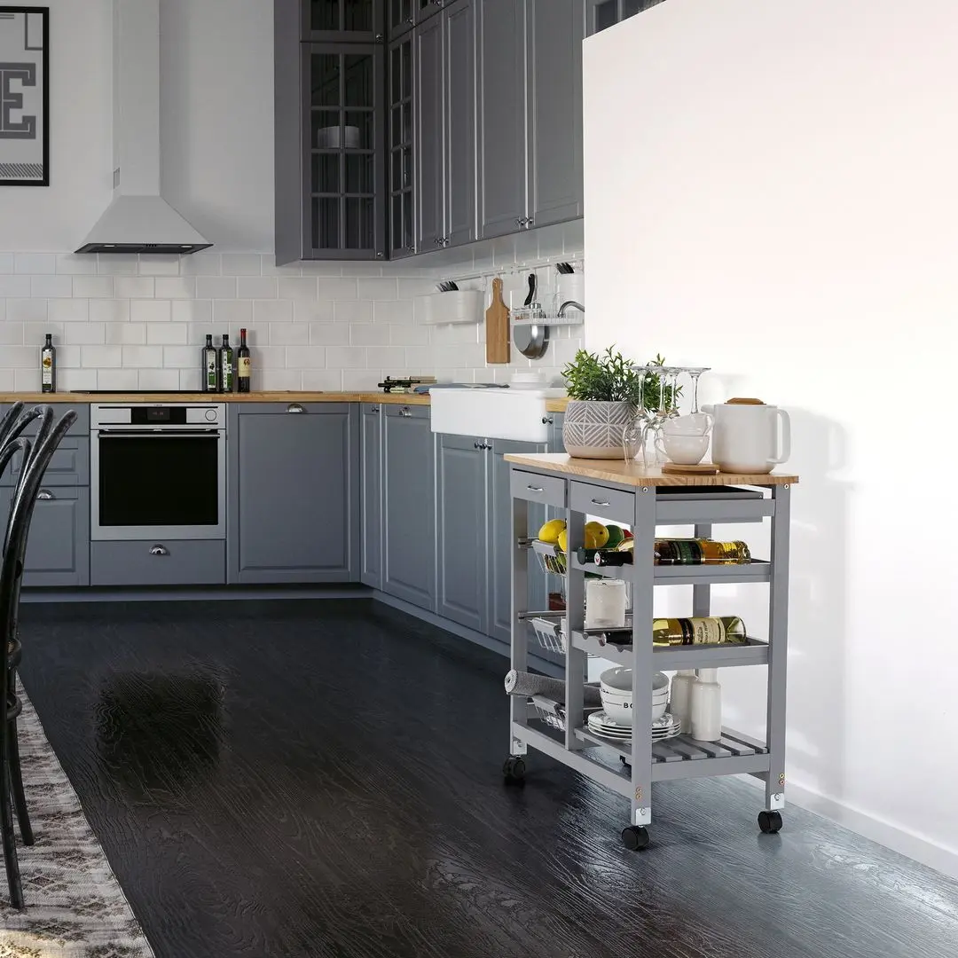 Carucior de servire Tempo Kondela Barabe (Gray/Natural)