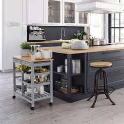 Carucior de servire Tempo Kondela Barabe (Gray/Natural) Thumb