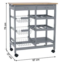 Carucior de servire Tempo Kondela Barabe (Gray/Natural) Thumb