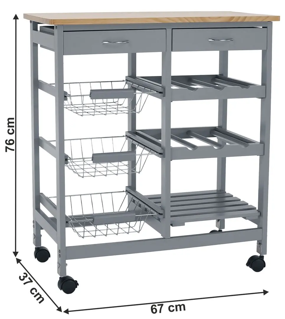 Carucior de servire Tempo Kondela Barabe (Gray/Natural)