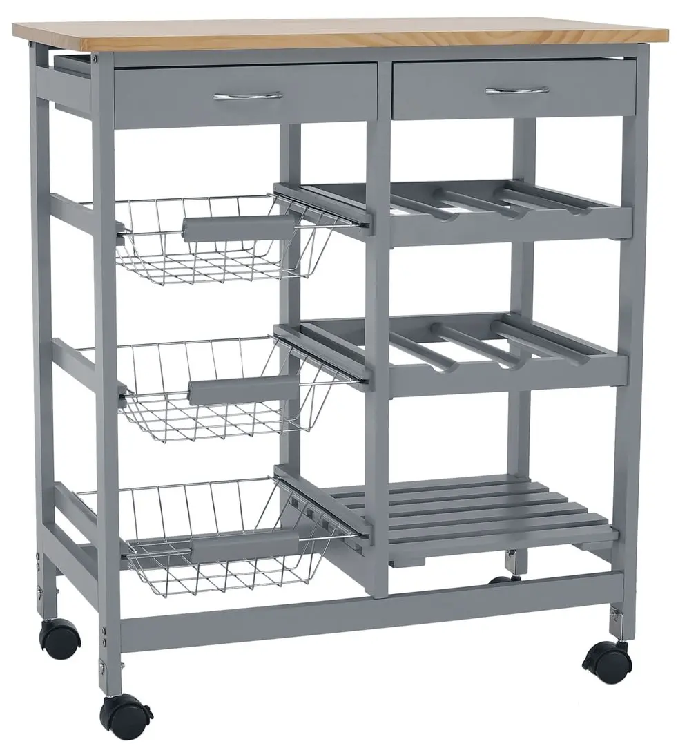 Carucior de servire Tempo Kondela Barabe (Gray/Natural)