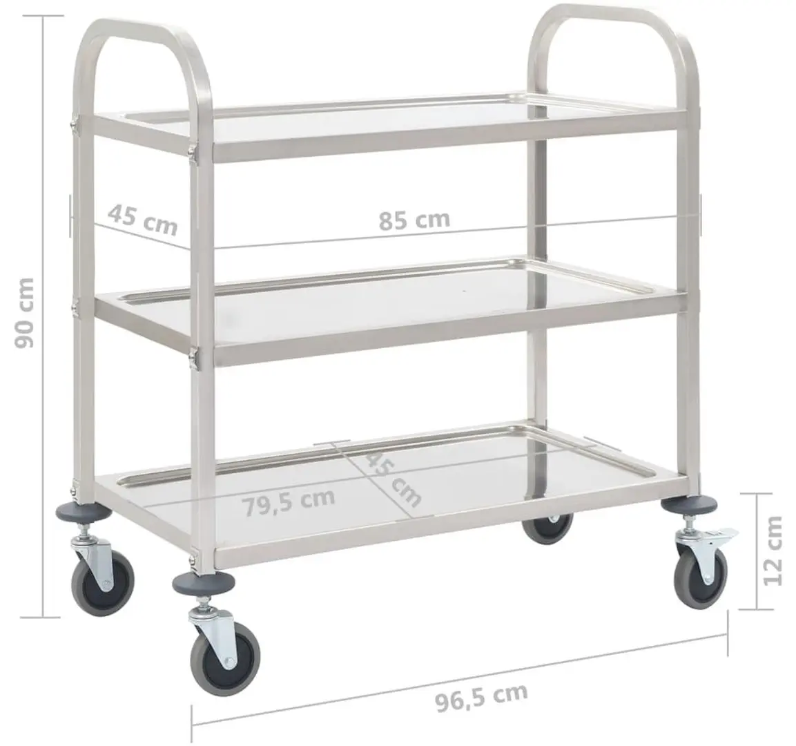 Carucior de servire VidaXL 50914 (Silver)