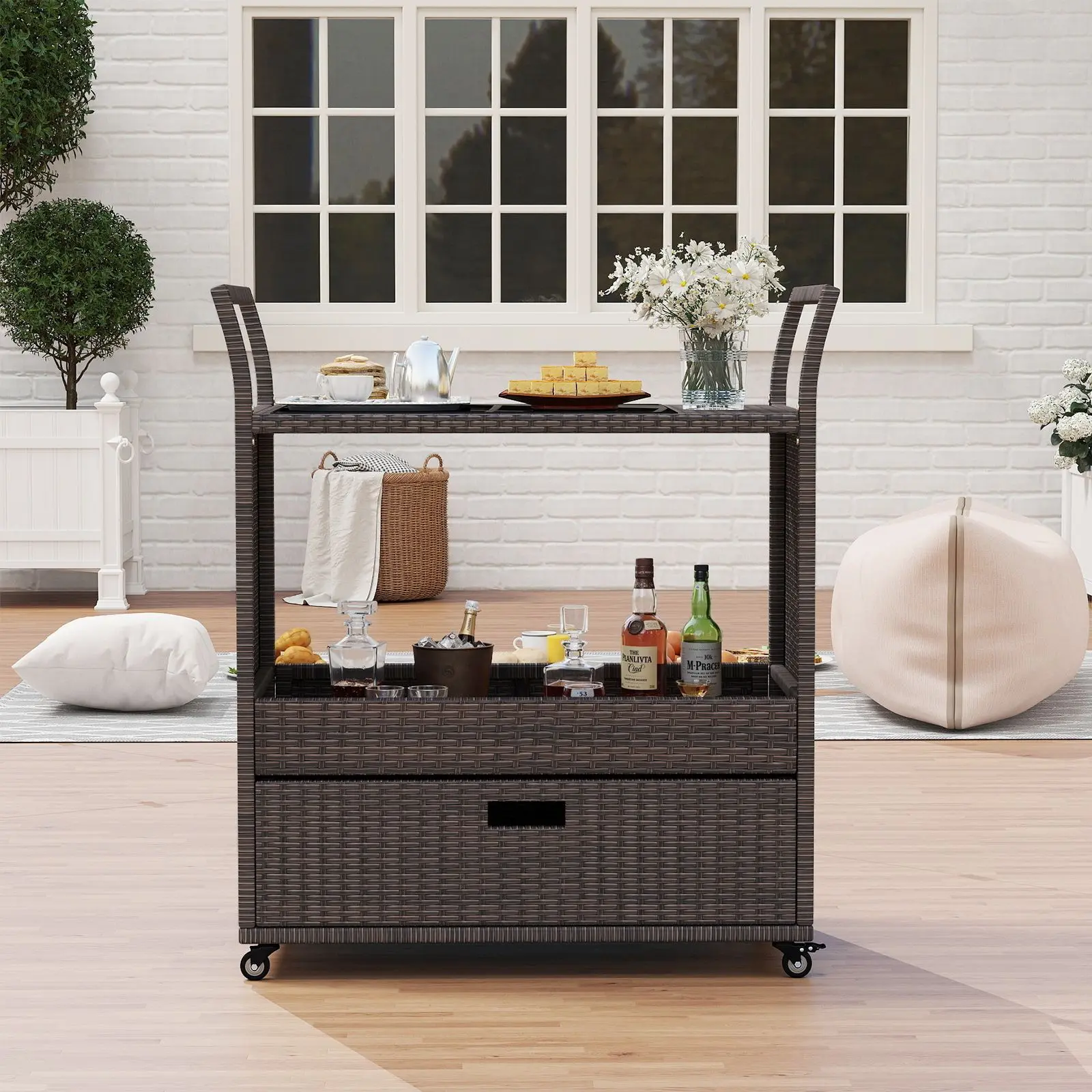 Carucior de servire Costway HW74910 (Brown) - 6