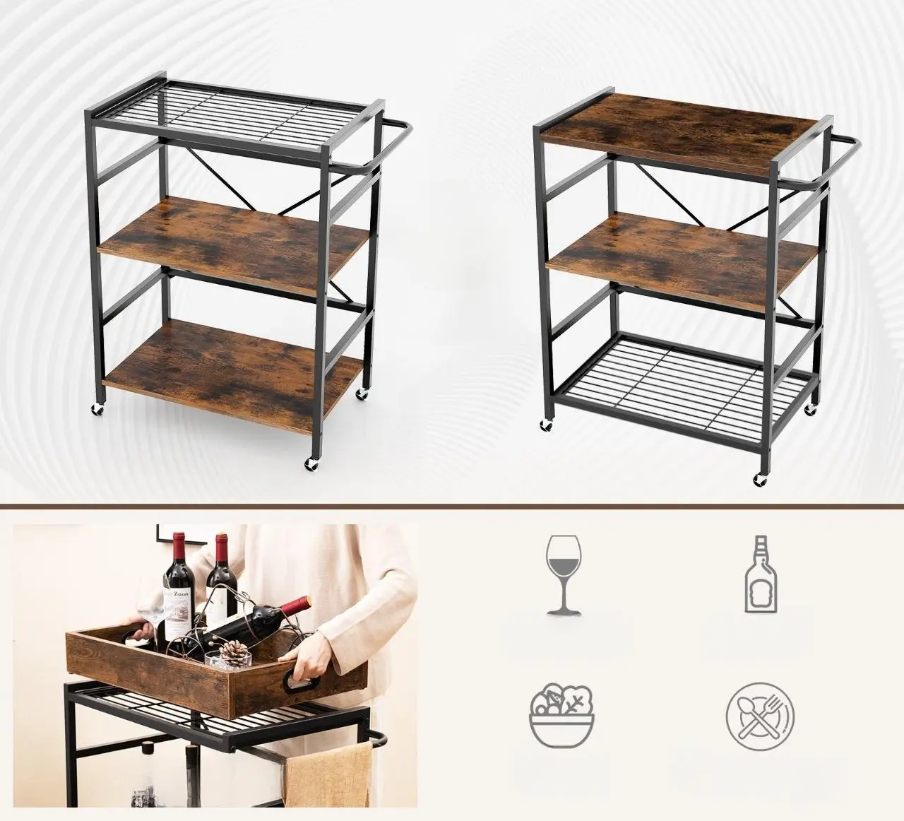 Сервировочная тележка Costway KC56974CF (Brown)