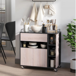 Сервировочная тележка Homcom 801-077 (Oak/Black)