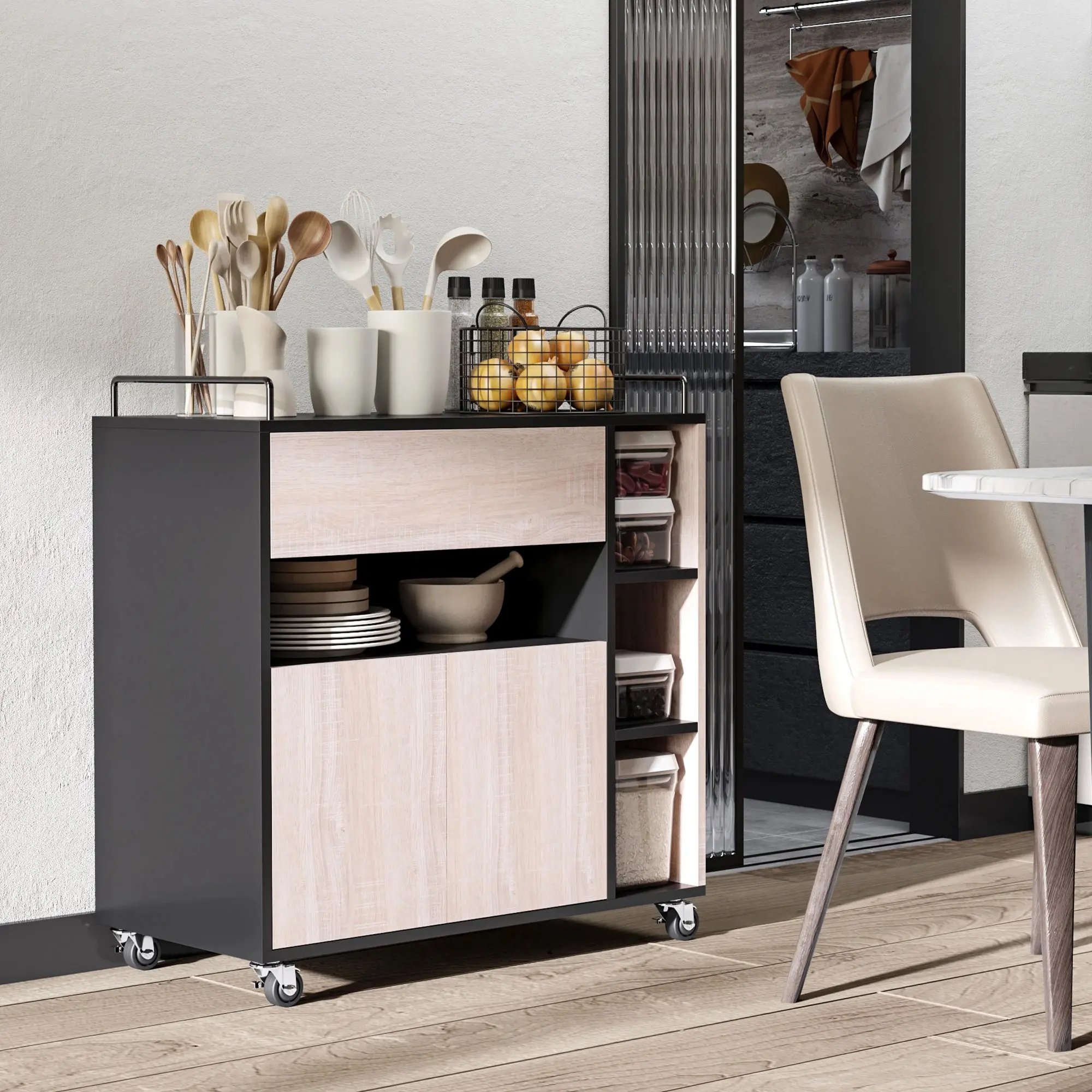 Сервировочная тележка Homcom 801-077 (Oak/Black) - 8