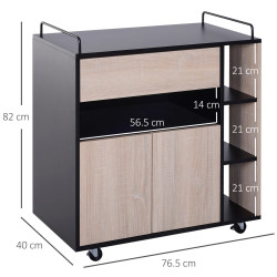 Сервировочная тележка Homcom 801-077 (Oak/Black) Thumb