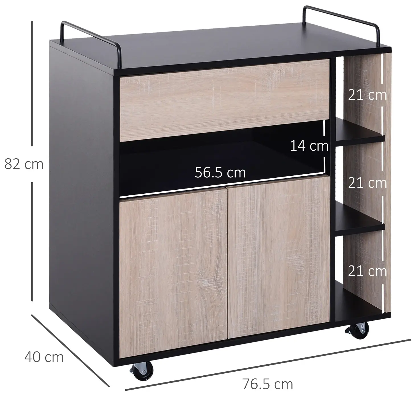 Сервировочная тележка Homcom 801-077 (Oak/Black) - 9