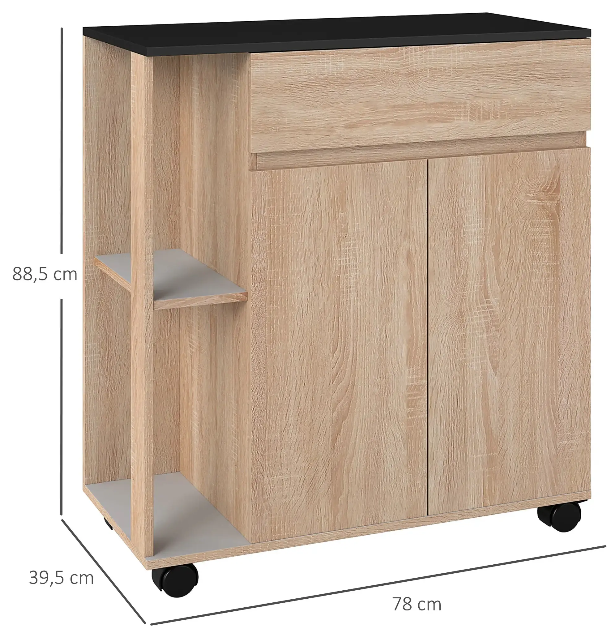 Сервировочная тележка Homcom 801-078 (Oak/Black) - 4