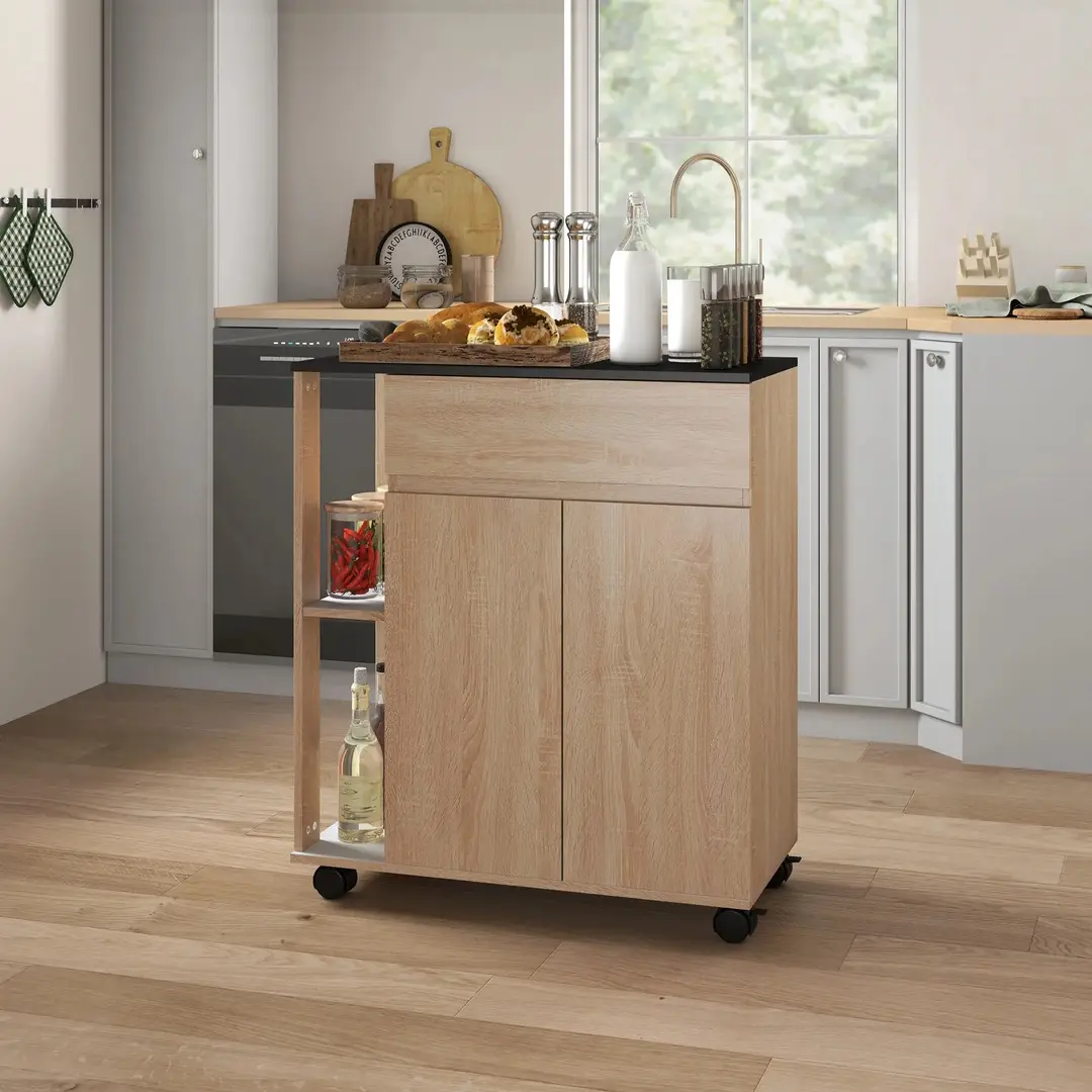 Сервировочная тележка Homcom 801-078 (Oak/Black)