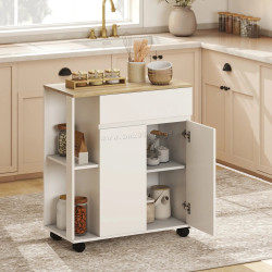 Сервировочная тележка Homcom 801-078V00WT (White/Oak)