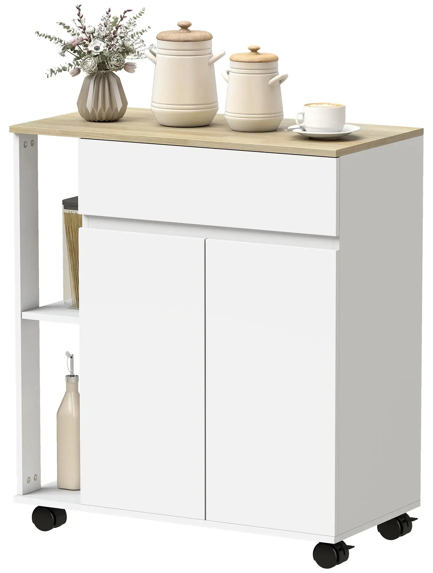Сервировочная тележка Homcom 801-078V00WT (White/Oak) - 4