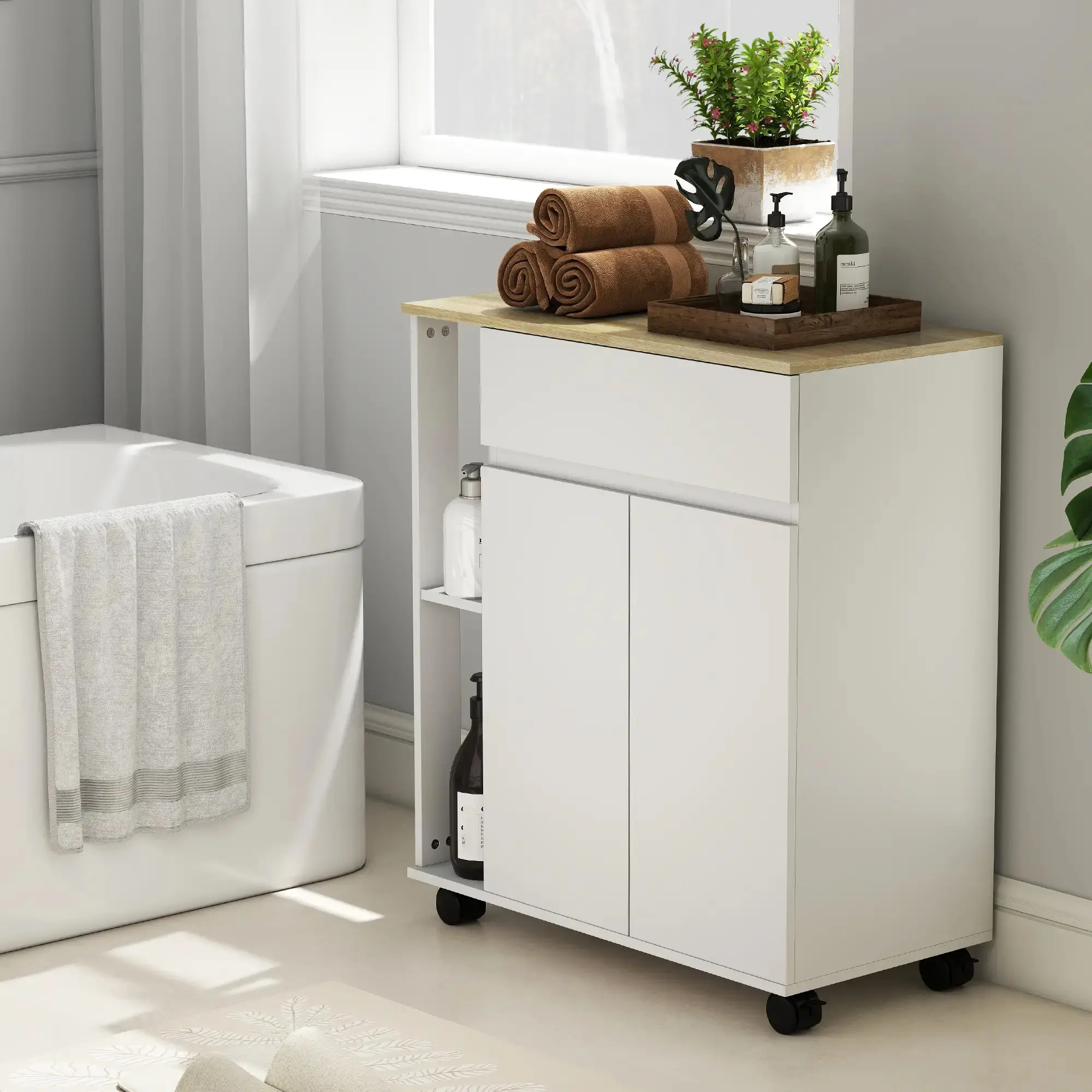 Сервировочная тележка Homcom 801-078V00WT (White/Oak) - 7