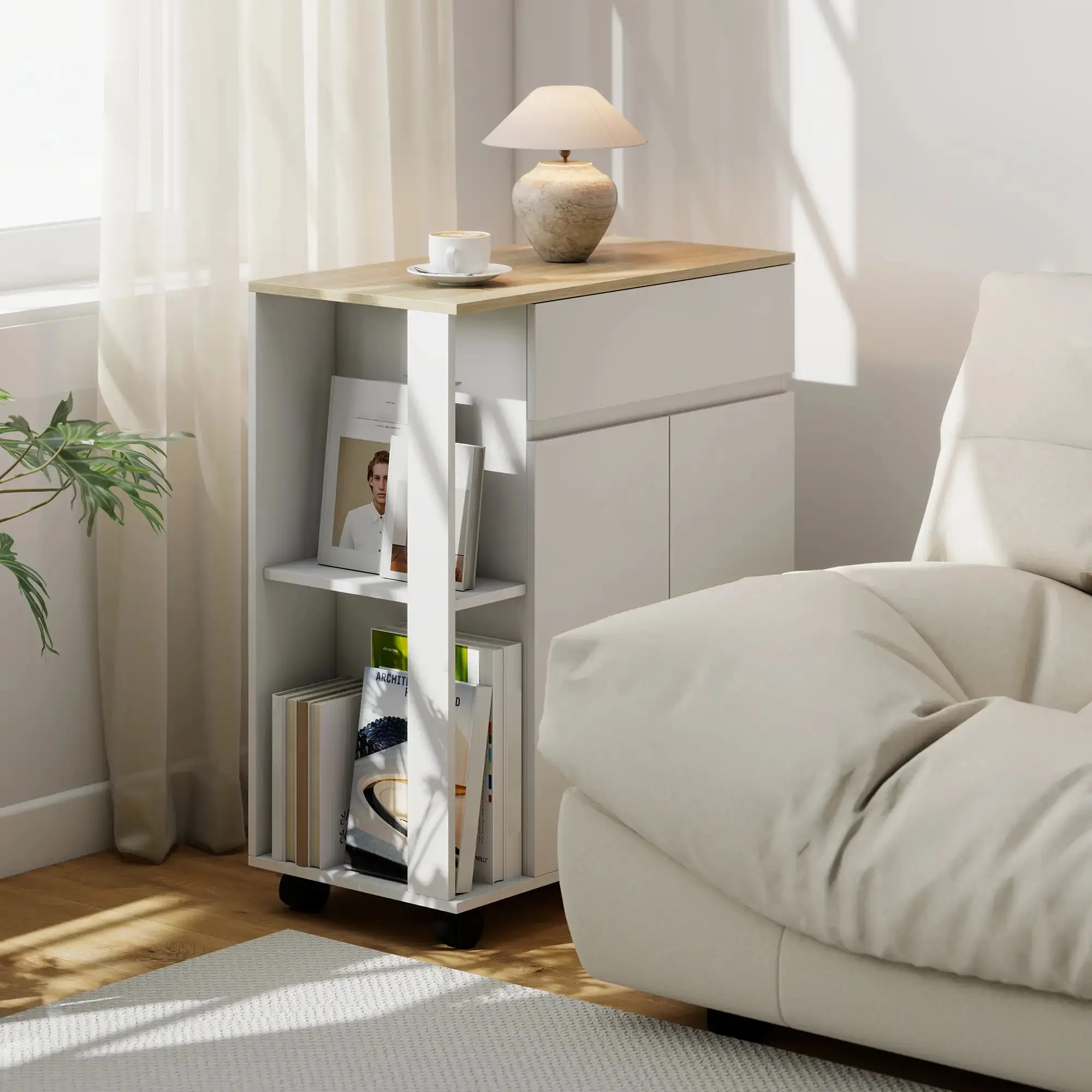 Сервировочная тележка Homcom 801-078V00WT (White/Oak) - 8