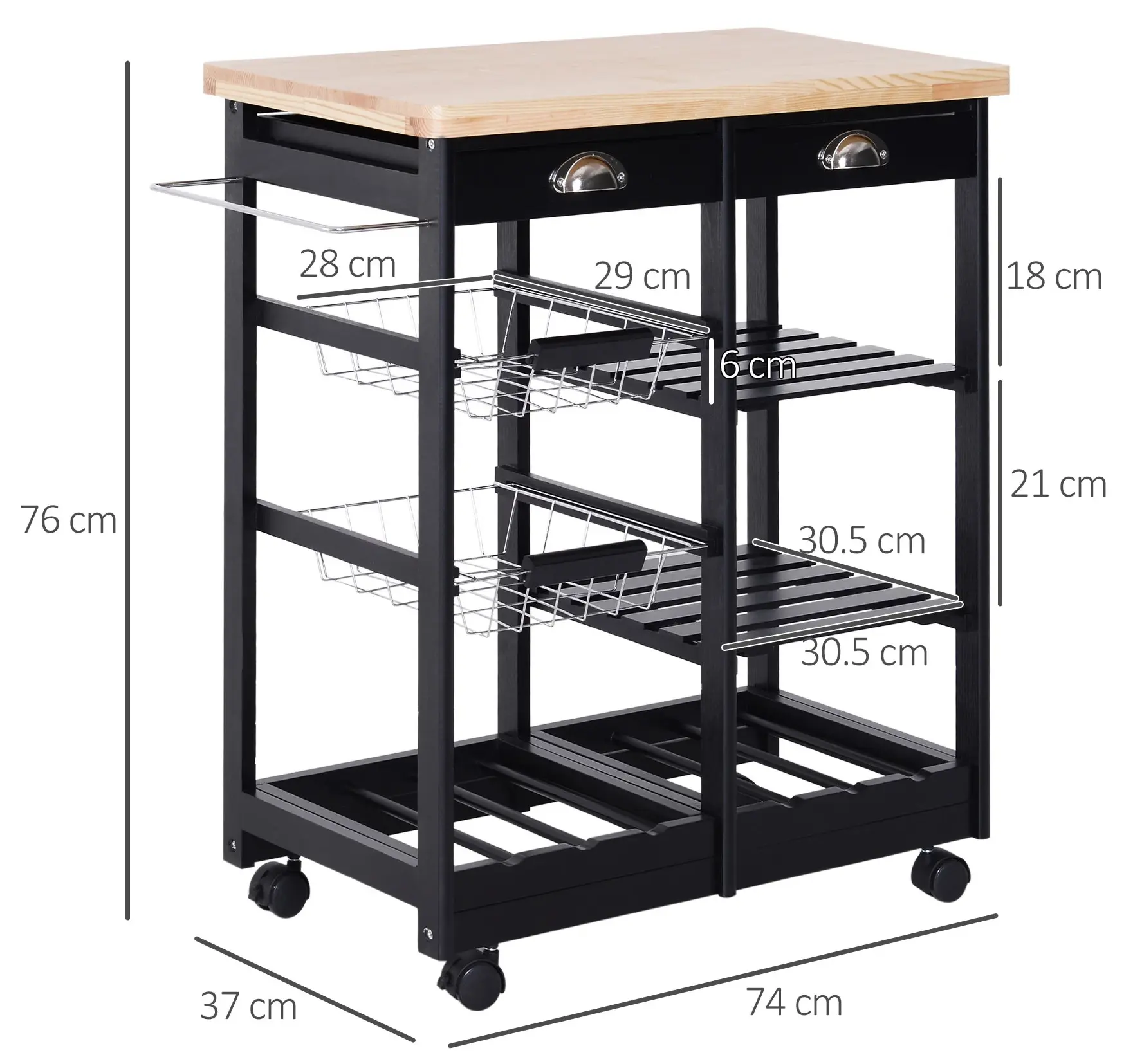 Сервировочная тележка Homcom 801-079BK (Black) - 5