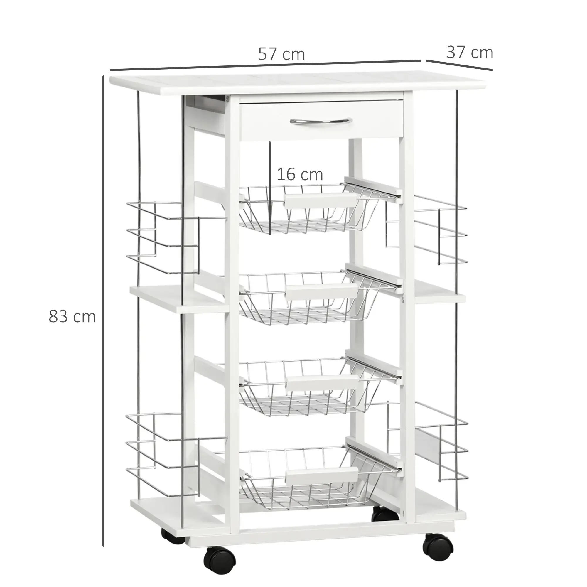 Сервировочная тележка Homcom 801-122WT (White) - 4