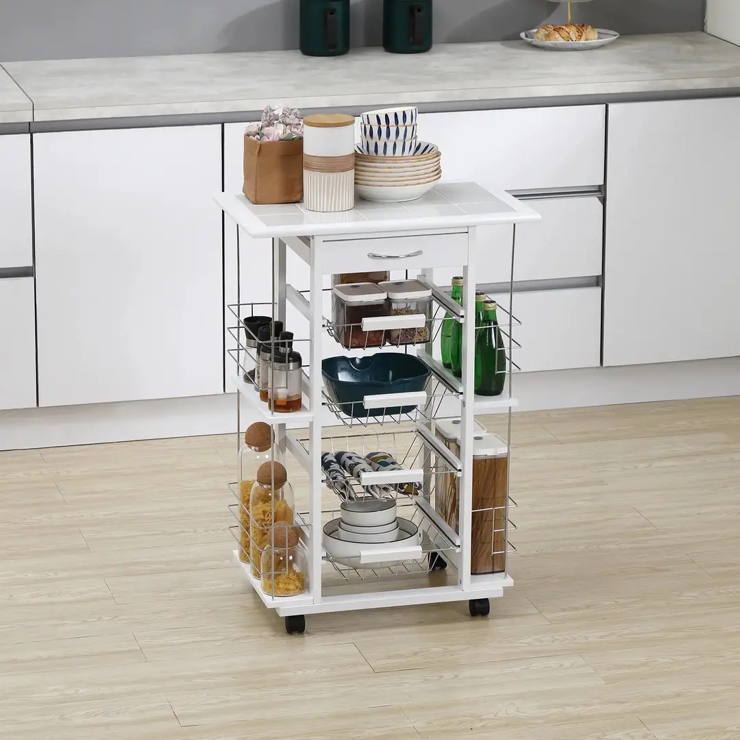 Сервировочная тележка Homcom 801-122WT (White)