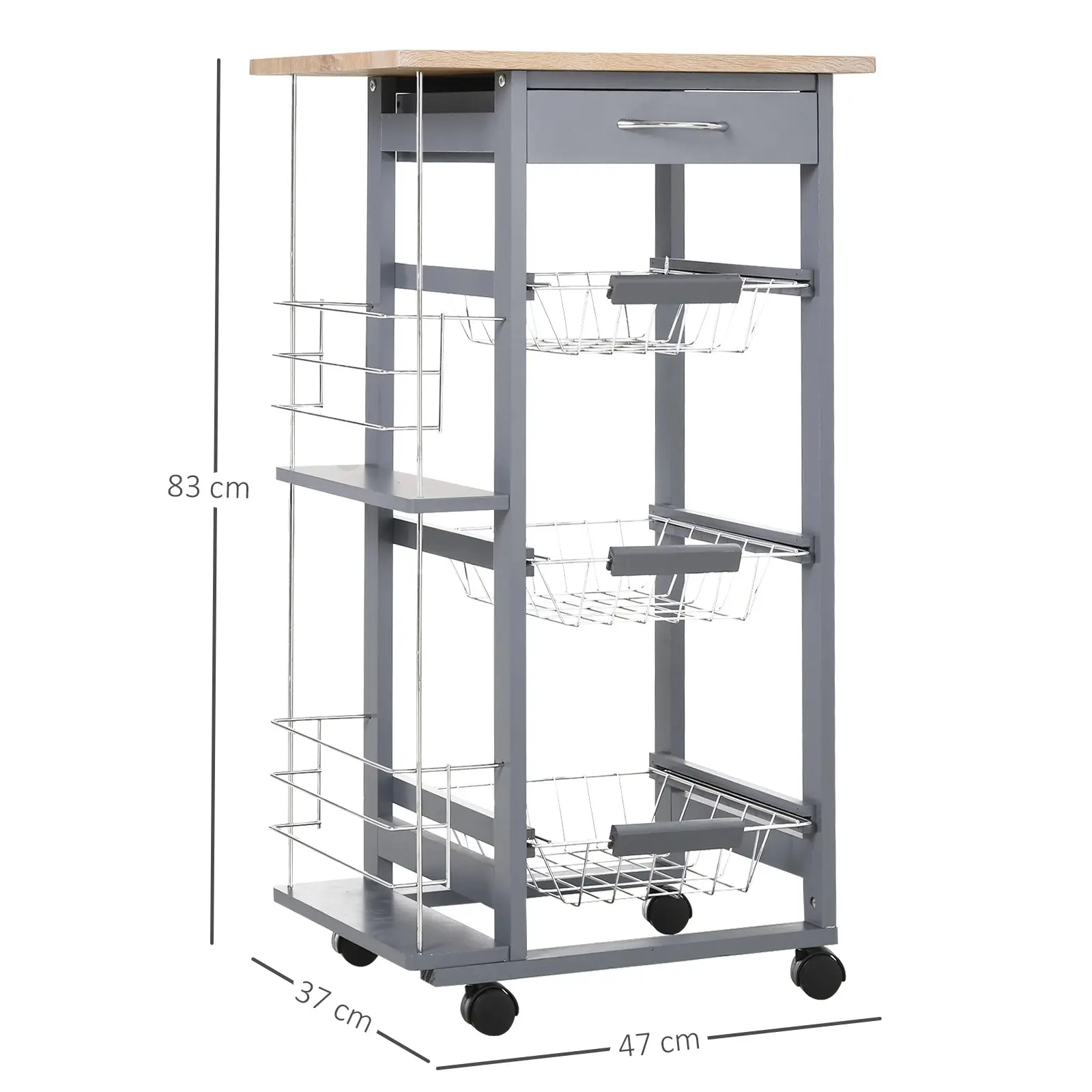 Сервировочная тележка Homcom 801-130 (Gray/Oak) - 3