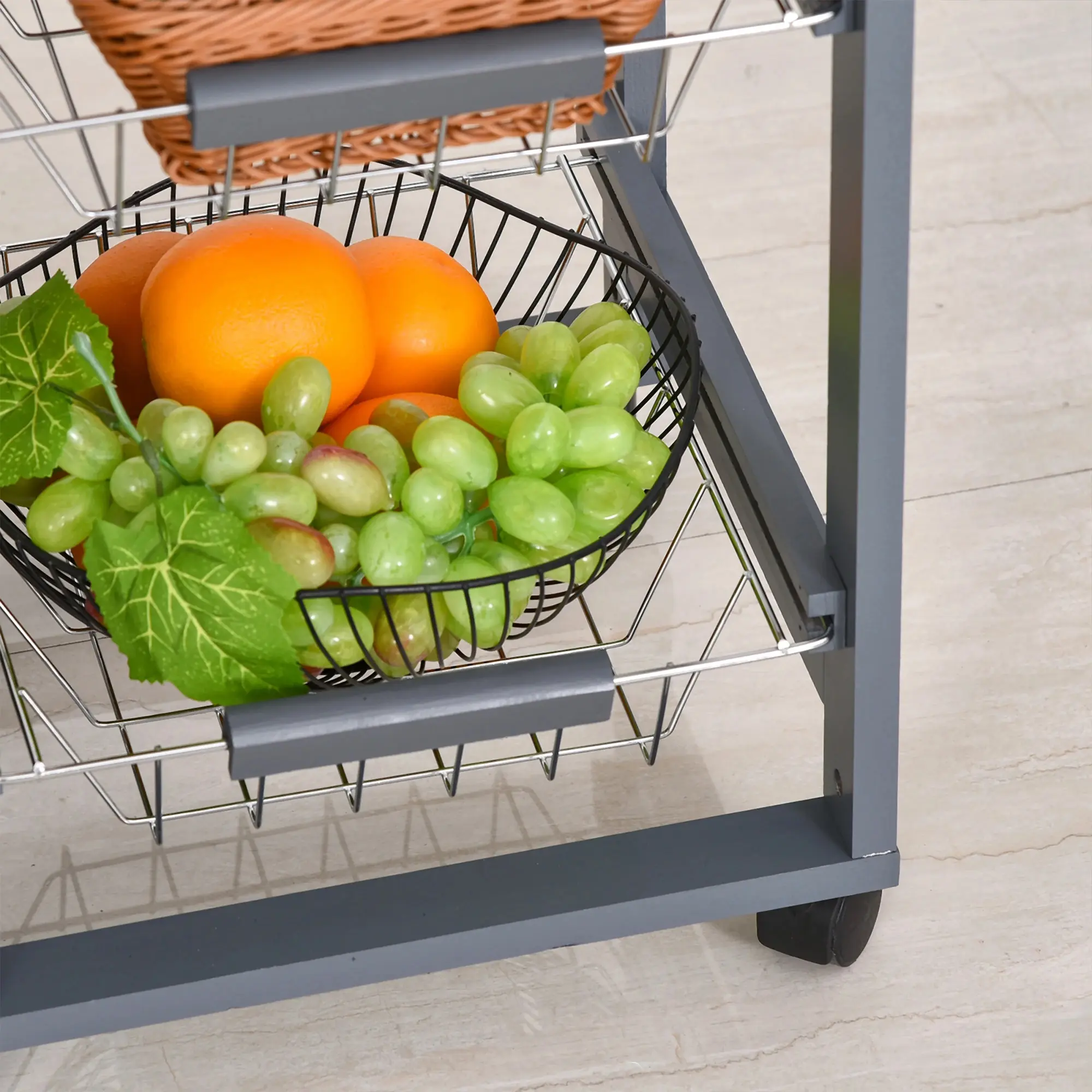 Сервировочная тележка Homcom 801-130 (Gray/Oak) - 5