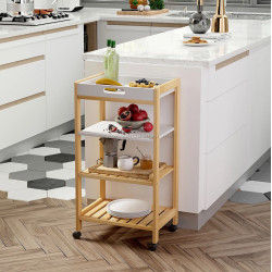 Сервировочная тележка Homcom 801-131 (Natural/White)