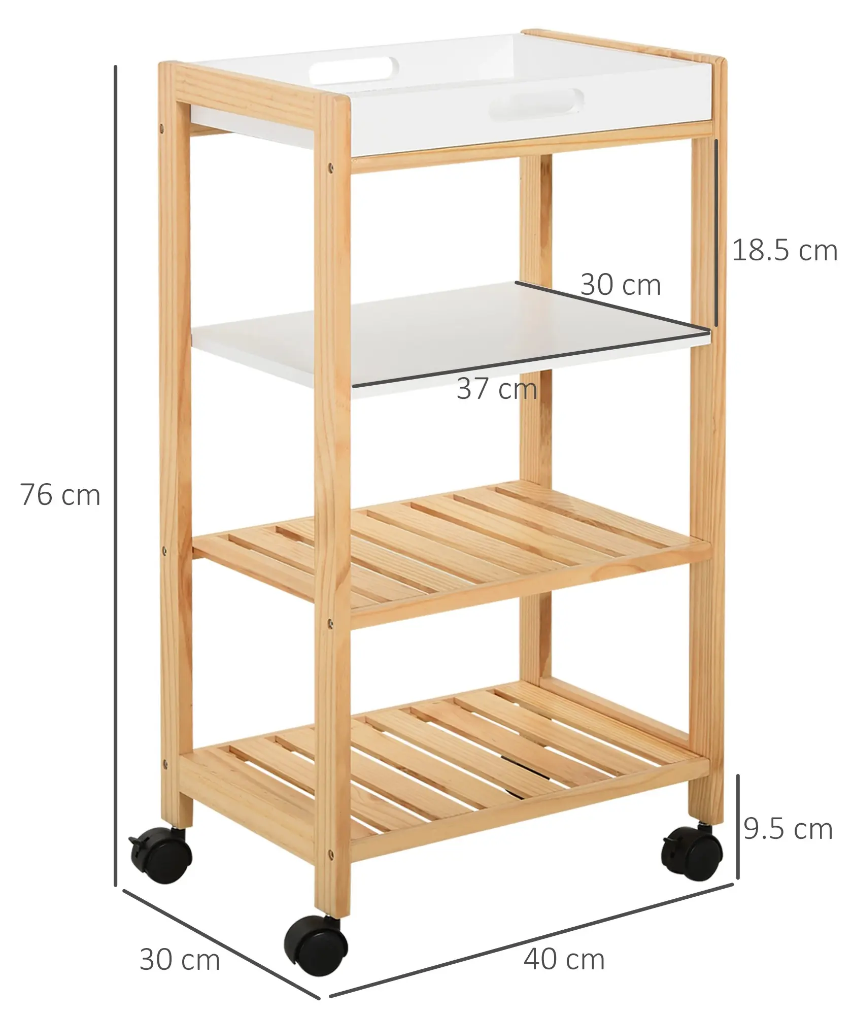 Сервировочная тележка Homcom 801-131 (Natural/White) - 4