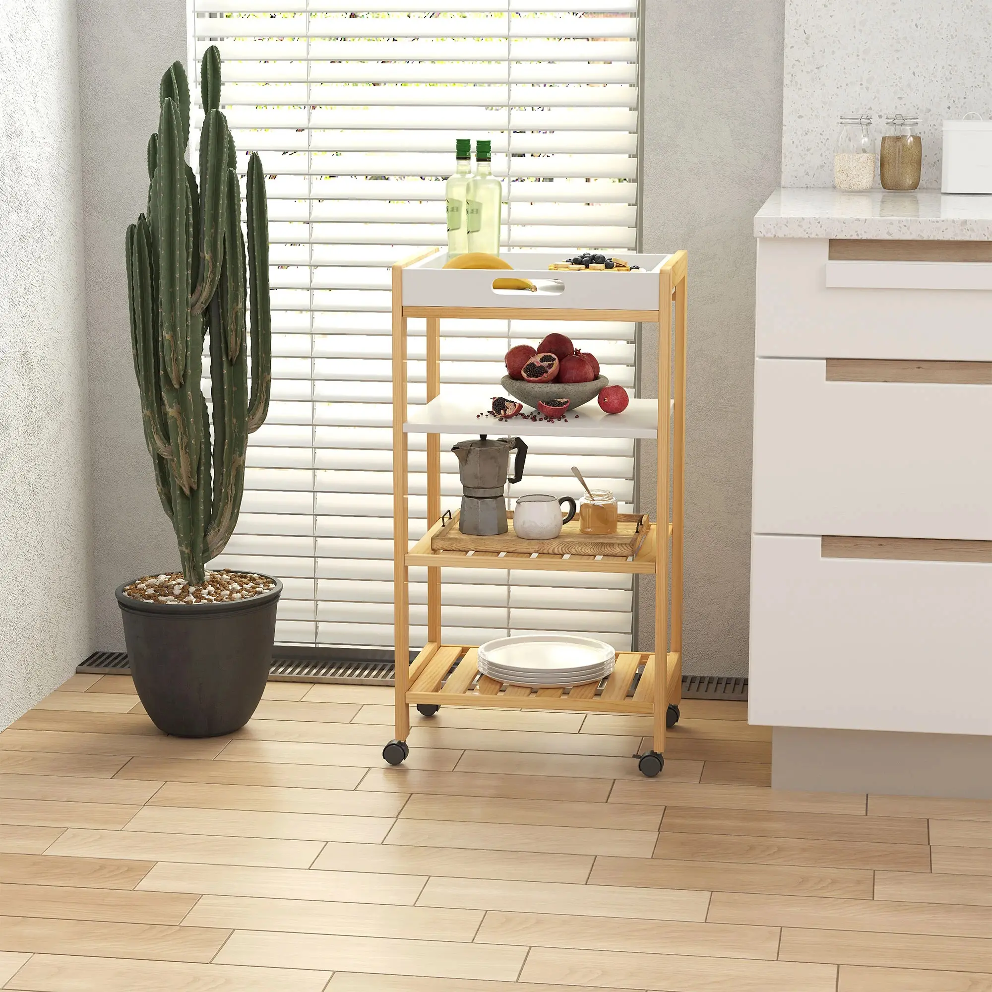 Сервировочная тележка Homcom 801-131 (Natural/White) - 8