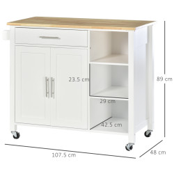 Сервировочная тележка Homcom 801-150WT (White/Natural) Thumb