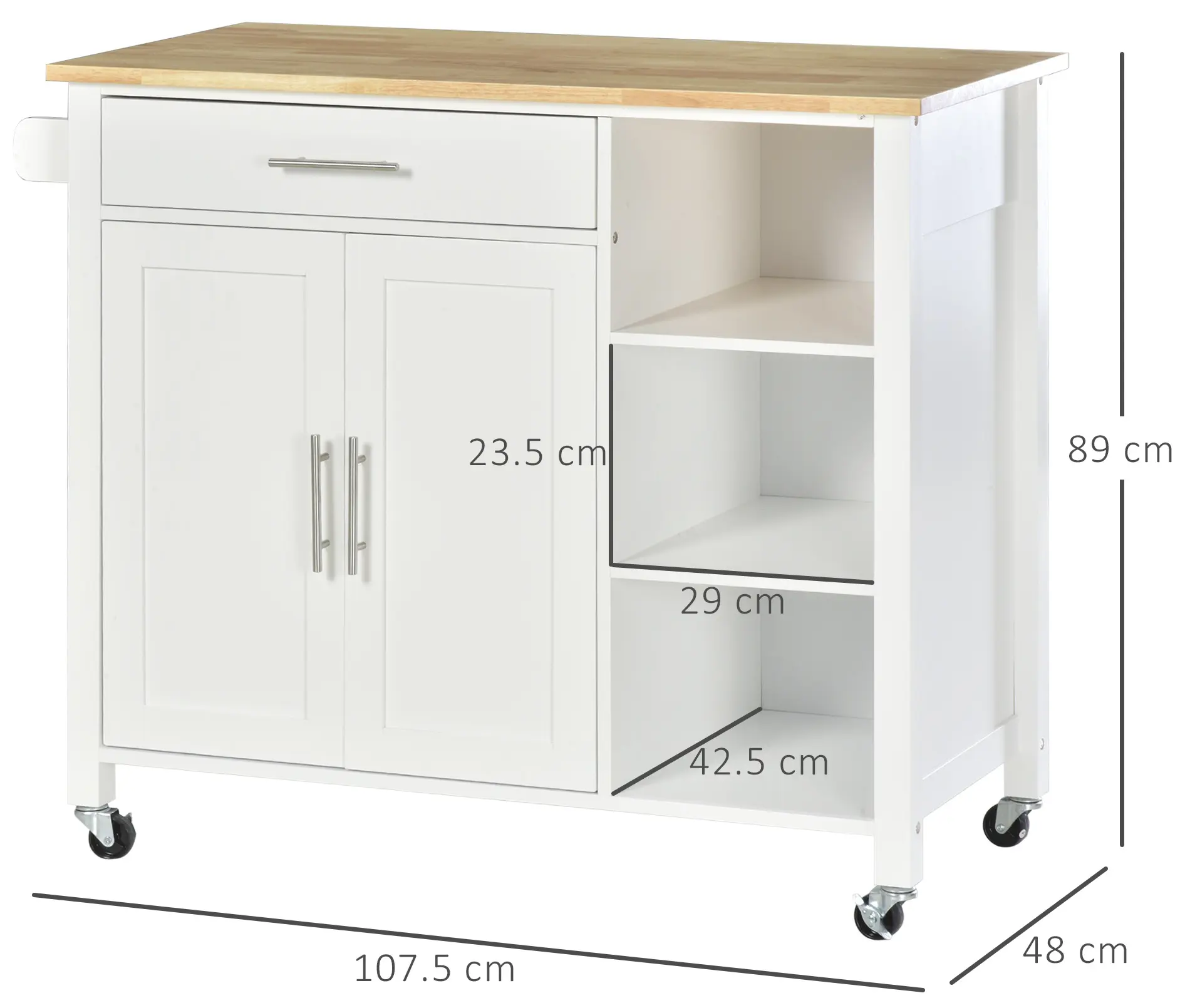 Сервировочная тележка Homcom 801-150WT (White/Natural) - 4